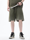 Men's Plain Washed and Distressed Loose Shorts