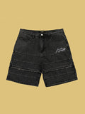 Men's Letter Embroidery Casual Denim Shorts