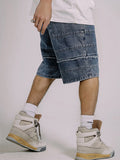 Lässige Jeansshorts für Herren mit Buchstabenstickerei