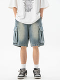 Men's Washed Distressed Denim Shorts