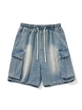 Men's Washed Distressed Denim Shorts