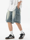 Men's Washed Distressed Denim Shorts