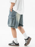 Men's Washed Distressed Denim Shorts