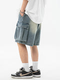 Men's Washed Distressed Denim Shorts