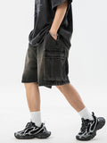 Jeansshorts im Washed-Distressed-Look für Herren