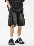 Men's Washed Distressed Denim Shorts