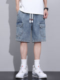 Men's Vintage Washed Multi Pocket Denim Shorts