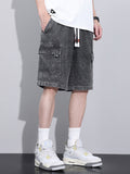 Men's Vintage Washed Multi Pocket Denim Shorts