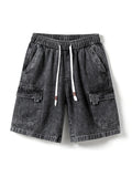 Men's Vintage Washed Multi Pocket Denim Shorts