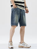 Men's Washed Loose Straight Denim Shorts