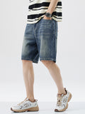 Men's Washed Loose Straight Denim Shorts