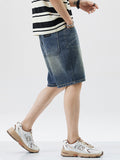 Men's Washed Loose Straight Denim Shorts