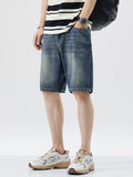 Men's Washed Loose Straight Denim Shorts