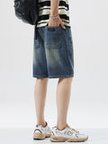 Men's Washed Loose Straight Denim Shorts