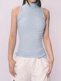 Solid Collared Slim Fit Stretch Tank Top