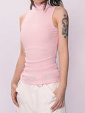 Einfarbiges Slim Fit Stretch-Tanktop mit Kragen