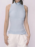 Solid Collared Slim Fit Stretch Tank Top