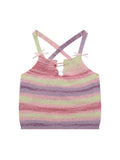 Striped Knit Short Navel Tank Top