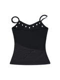 Camisole-Top mit O-Ring-Netzeinsatz und Strasssteinen