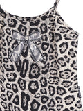 Bow Embroidered Leopard Print Cami Top