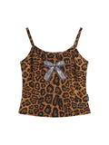 Bow Embroidered Leopard Print Cami Top