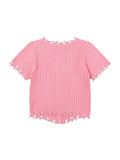 Pink Crewneck Slim Short Sleeve Knits