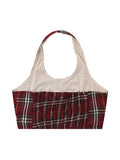 Vintage Plaid Crewneck Halter Vest