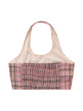 Vintage Plaid Crewneck Halter Vest