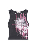 Lettering Print Crewneck Tank Top