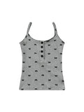 Camisole-Top mit kontrastfarbenem Schleifen-Print und schmaler Passform