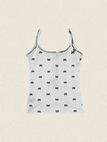 Contrast Color Bow Print Slim Fit Cami Top