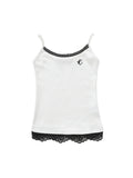 Contrast Color Lace Panel Crewneck Cami Top