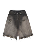 Lockere Retro-Distressed-Jeansshorts mit Farbverlauf für Herren