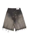 Men's Retro Distressed Loose Gradient Denim Shorts