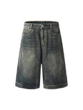 Men's Vintage Washed Distressed Loose Denim Shorts