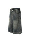 Men's Vintage Washed Distressed Loose Denim Shorts