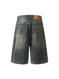 Men's Vintage Washed Distressed Loose Denim Shorts