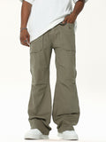 Men'S Plain Casual Straight Cargo Pants