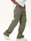 Men'S Plain Casual Straight Cargo Pants