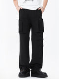 Pantalon cargo noir ample multi-poches pour hommes