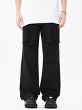 Pantalon cargo noir ample multi-poches pour hommes