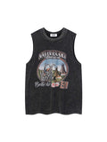 Men'S Washed Distressed Letter Print Loose Vest