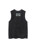 Men'S Washed Distressed Letter Print Loose Vest