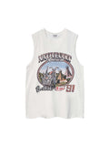 Men'S Washed Distressed Letter Print Loose Vest