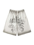 Men'S Letter Printed Hole Casual Shorts