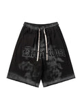 Men'S Letter Printed Hole Casual Shorts