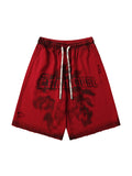 Men'S Letter Printed Hole Casual Shorts