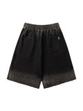 Men'S Washed Distressed Letter Printed Hole Shorts