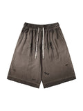 Men'S Washed Distressed Letter Printed Hole Shorts