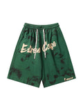 Men'S Washed Distressed Graffiti Letter Print Shorts